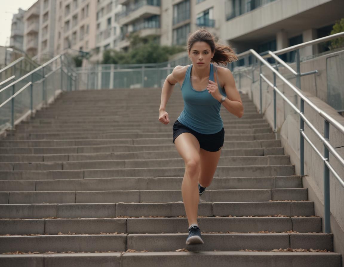 Urban fitness using stairs for exercise